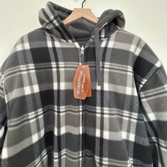 Reversible Heavy Thick Flannel Plaid Jacket Sherpa Fleece Lined Hoodie Size: XL - Picture 5 of 9
